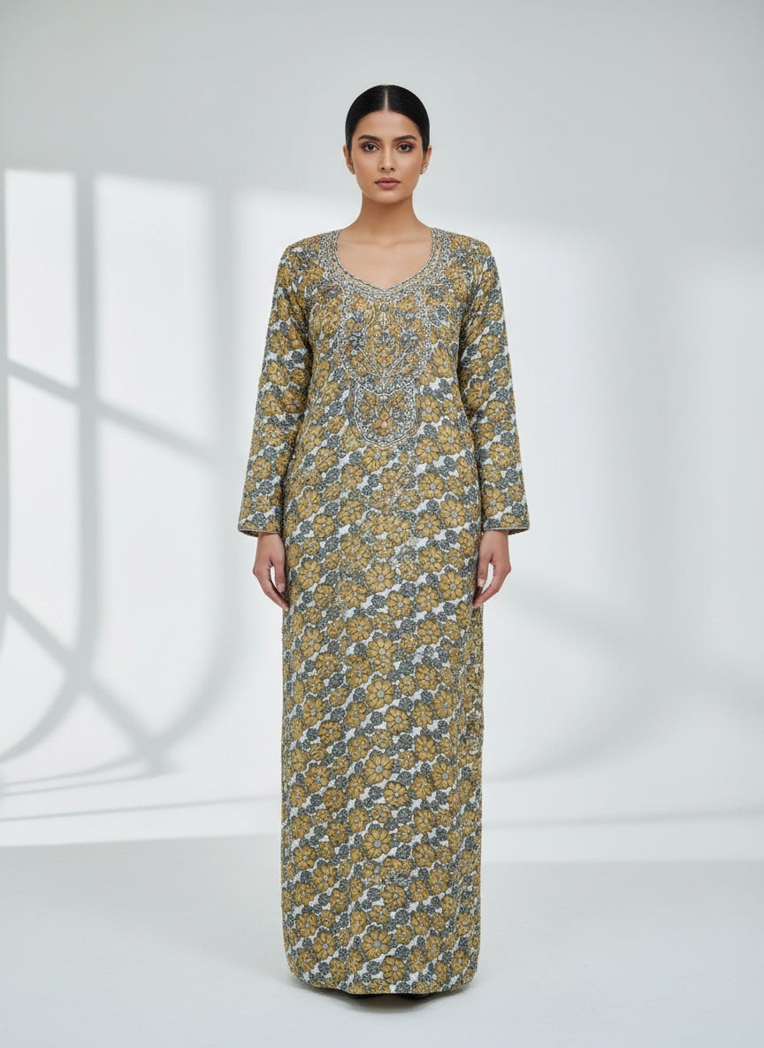 Elegant Floral Embroidered Mukhawar -Brown  (C8)