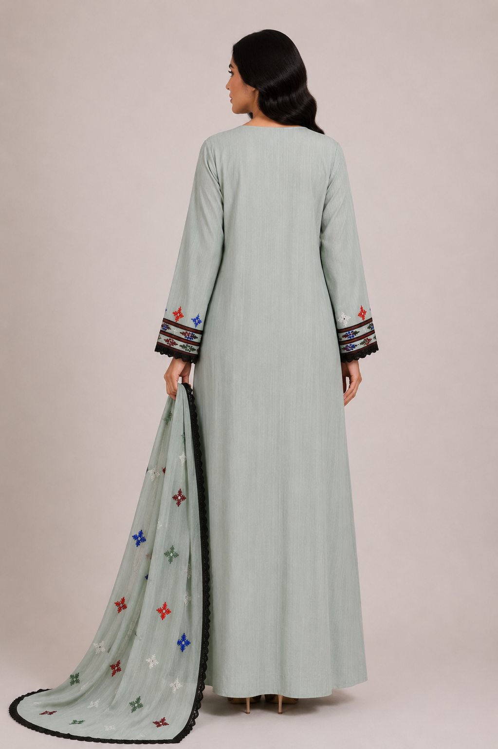 Noor Al Khaleej Luxury Hand Embroidered Mukhawar with Embellished Shaila –  | Premium Korean Crepe